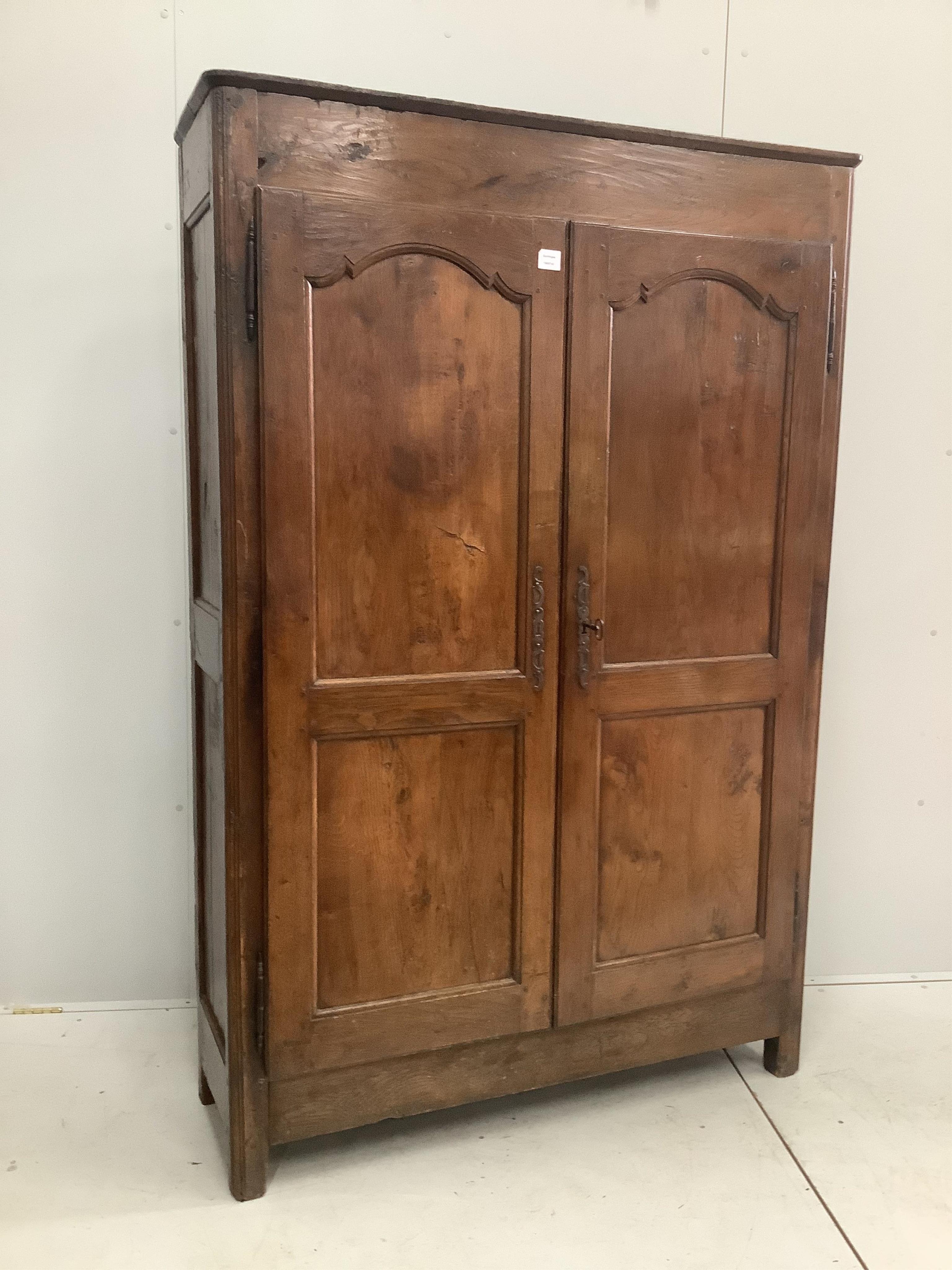 An 18th century Normandy oak armoire, width 122cm, depth 40cm, height 187cm. Condition - fair